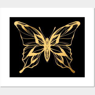 Gold Butterfly Posters and Art